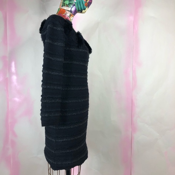 Anthro Leifsdottir Metallic Fur Striped Sweater Dress - Picture 3 of 7